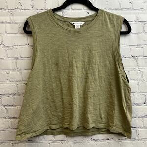 Athleta Olive Green Cropped Muscle Tank Top Women's Size Large Athletic Cotton